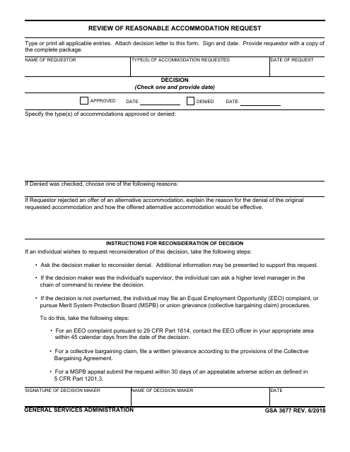 GSA Form 3677  Printable Pdf