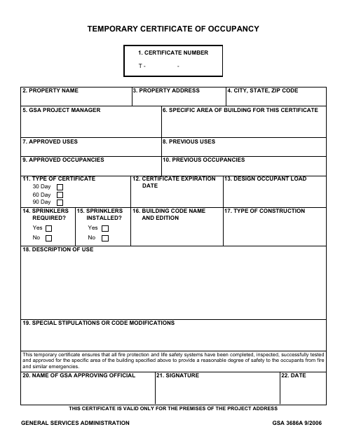 GSA Form 3686A  Printable Pdf