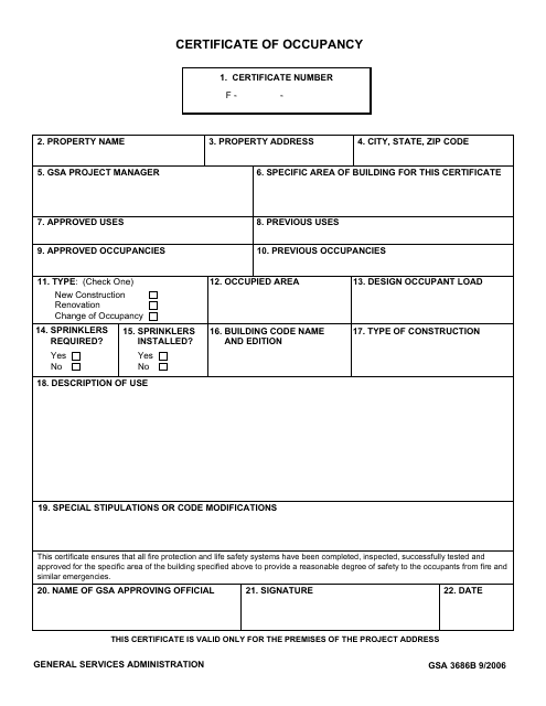 GSA Form 3686B  Printable Pdf