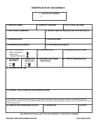 GSA Form 3686B Certificate of Occupancy