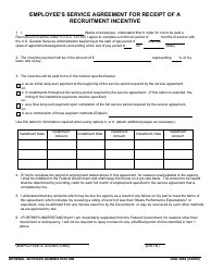 Document preview: GSA Form 3688 Employee's Service Agreement for Receipt of a Recruitment Incentive