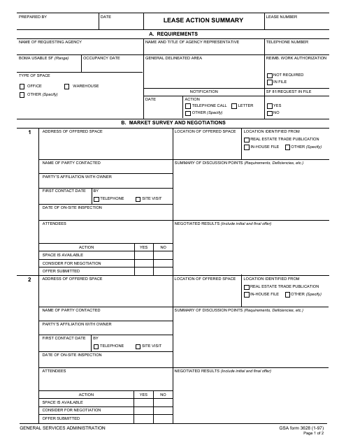 GSA Form 3628 Lease Action Summary