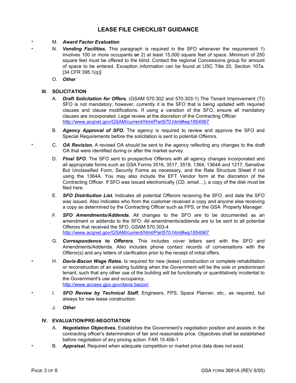 GSA Form 3681A Lease File Checklist Guidance, Page 3
