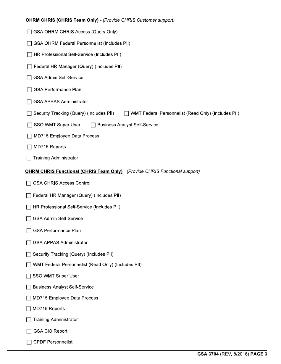 GSA Form 3704 Chris Access Request Form (For GSA Users), Page 3