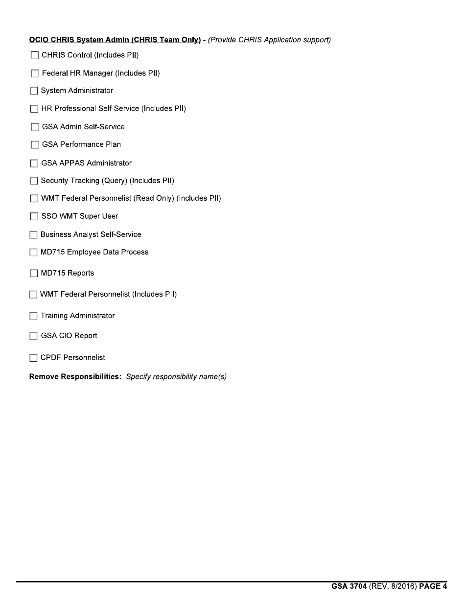 GSA Form 3704 Chris Access Request Form (For GSA Users), Page 4