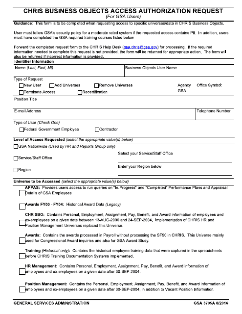 GSA Form 3705A  Printable Pdf