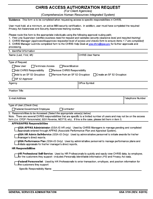 GSA Form 3705  Printable Pdf