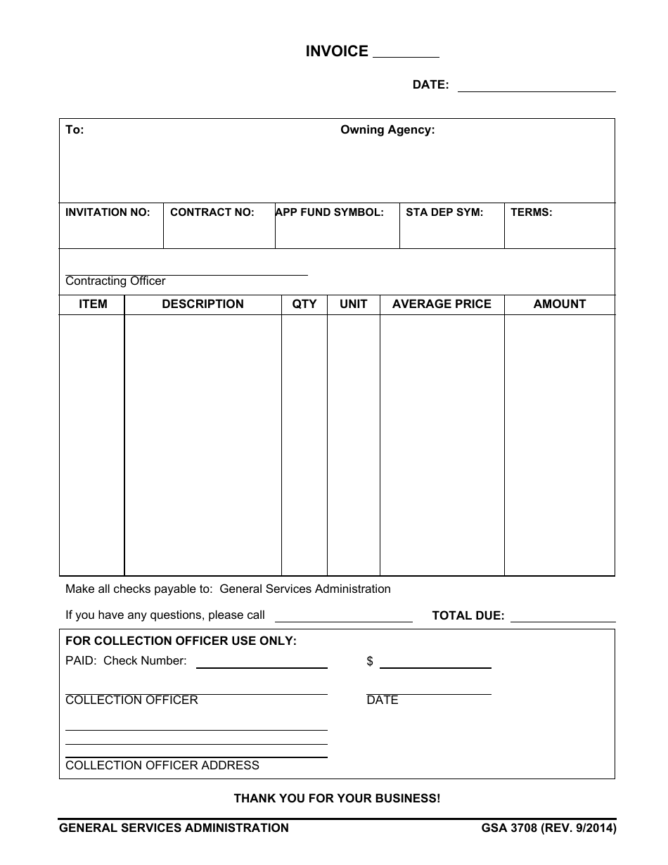 GSA Form 3708 Invoice, Page 1