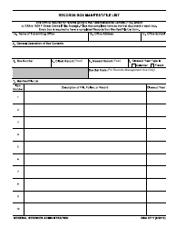 Document preview: GSA Form 3711 Records Box Manifest / File List