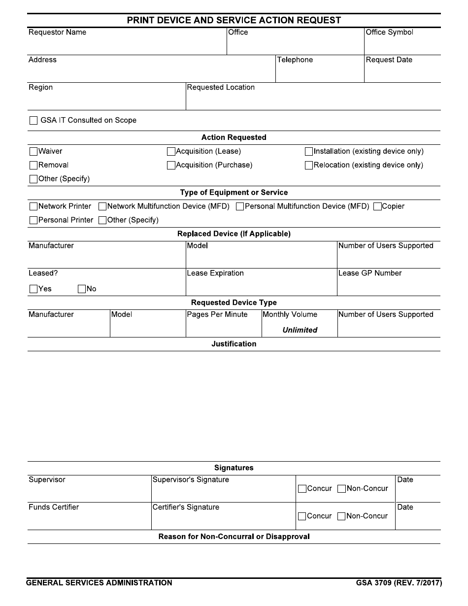 GSA Form 3709 - Fill Out, Sign Online and Download Fillable PDF ...