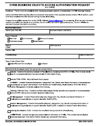 Document preview: GSA Form 3705C Chris Business Objects Access Authorization Request (For Cabs)