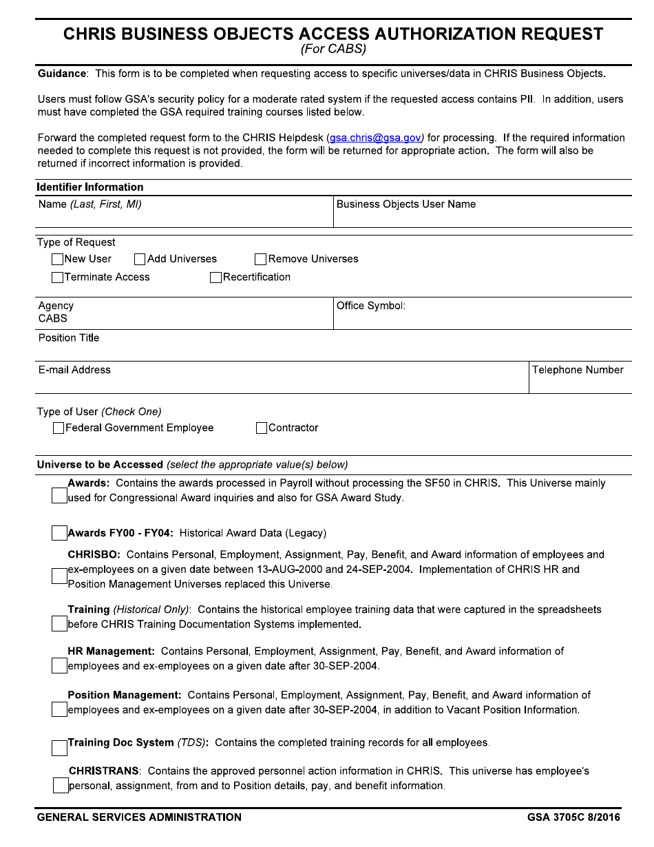 GSA Form 3705C - Fill Out, Sign Online and Download Fillable PDF ...