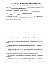 GSA Form 5010 Student Volunteer Services Agreement
