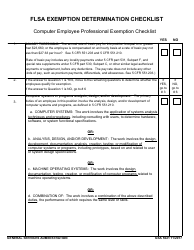 GSA Form 5021 Flsa Exemption Determination Checklist - Computer Employee Professional Exemption