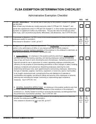 GSA Form 5025 Flsa Exemption Determination Checklist - Administrative Exemption