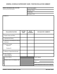 Document preview: GSA Form 5028 General Schedule Supervisory Guide - Position Evaluation Summary