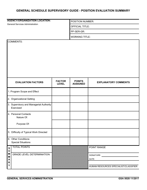 GSA Form 5028  Printable Pdf