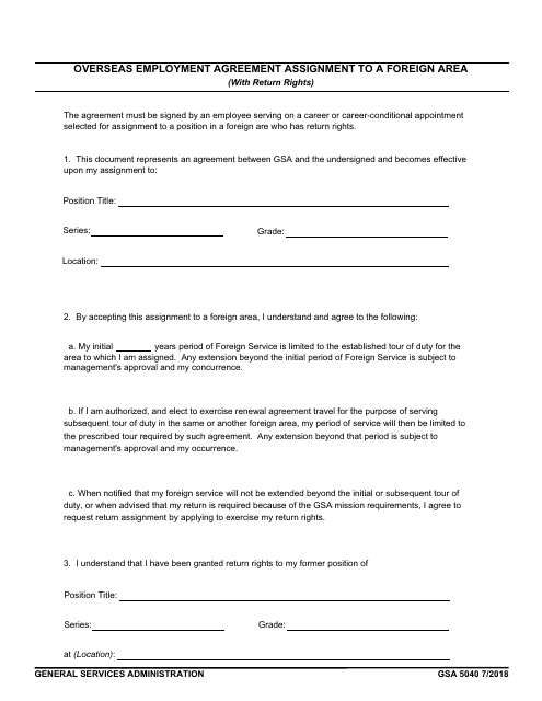 GSA Form 5040  Printable Pdf