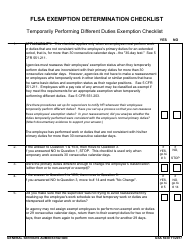 GSA Form 5030 Flsa Exemption Determination Checklist - Temporarily Performing Different Duties Exemption