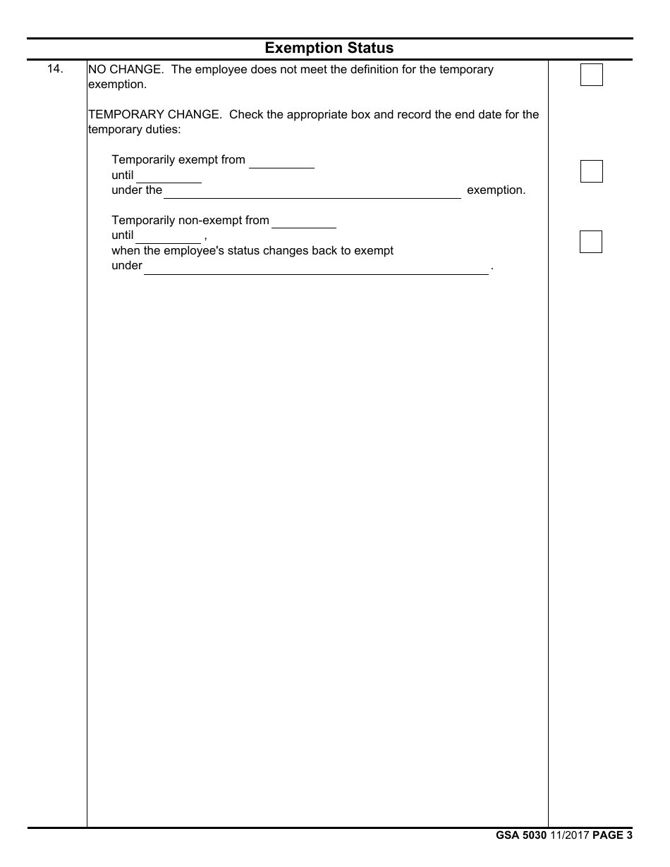 GSA Form 5030 Flsa Exemption Determination Checklist - Temporarily Performing Different Duties Exemption, Page 3