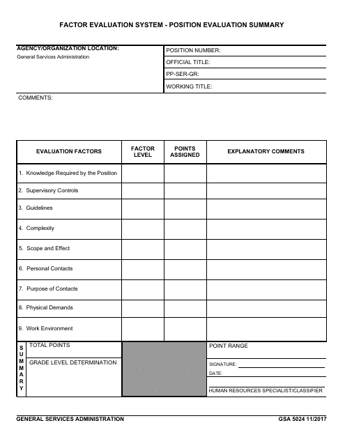 GSA Form 5024  Printable Pdf