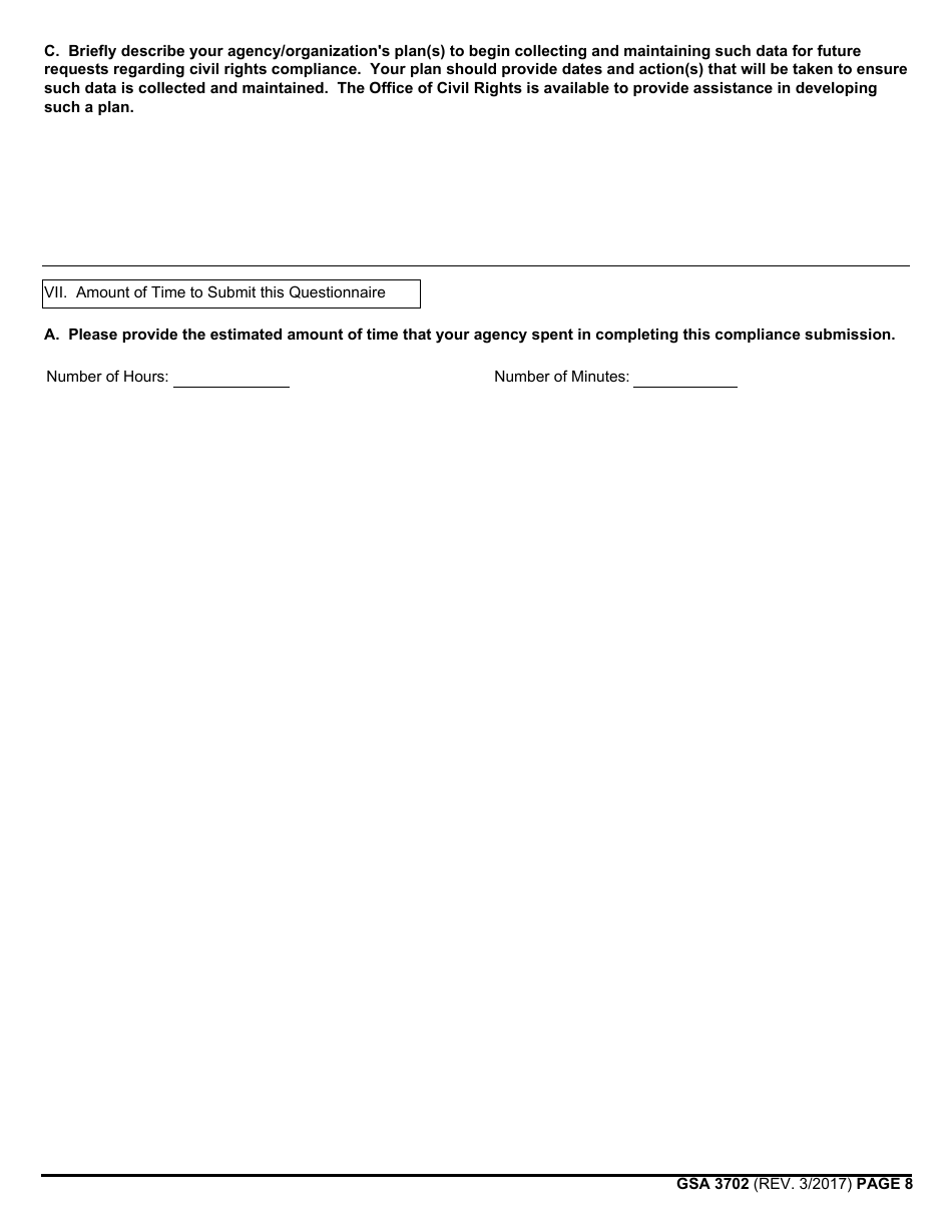 GSA Form 3702 Nondiscrimination in Federal Financial Assistance Compliance Questionnaire for Recipients, Page 8