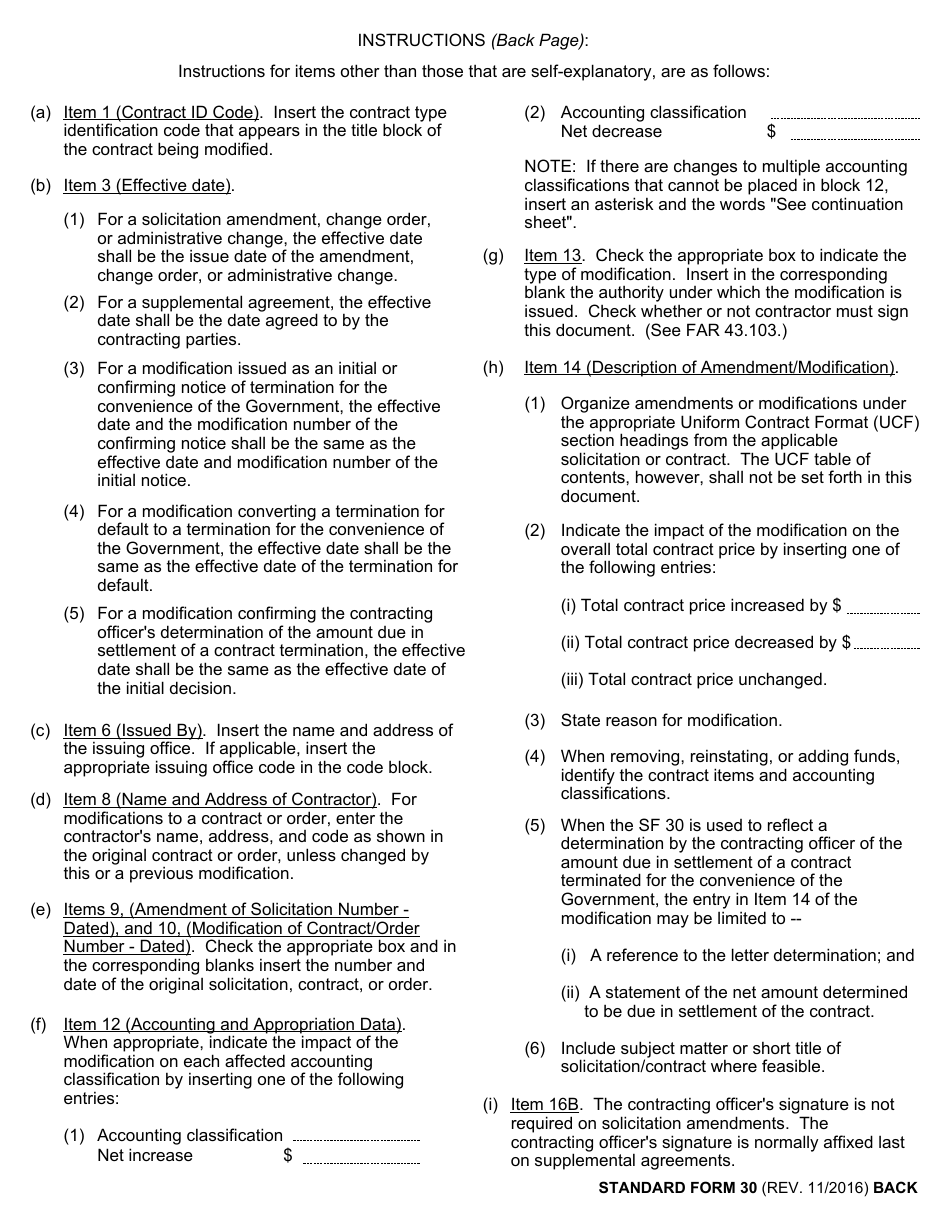 Form SF-30 Amendment of Solicitation / Modification of Contract, Page 2