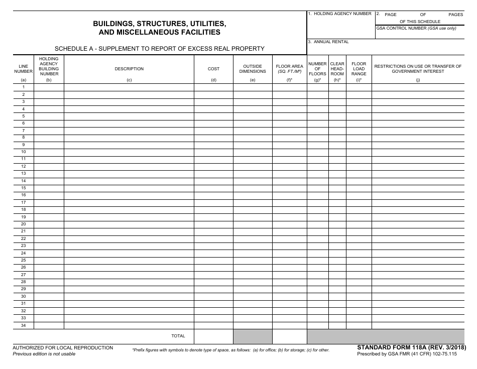 Form SF-118A Schedule A - Fill Out, Sign Online and Download Fillable ...