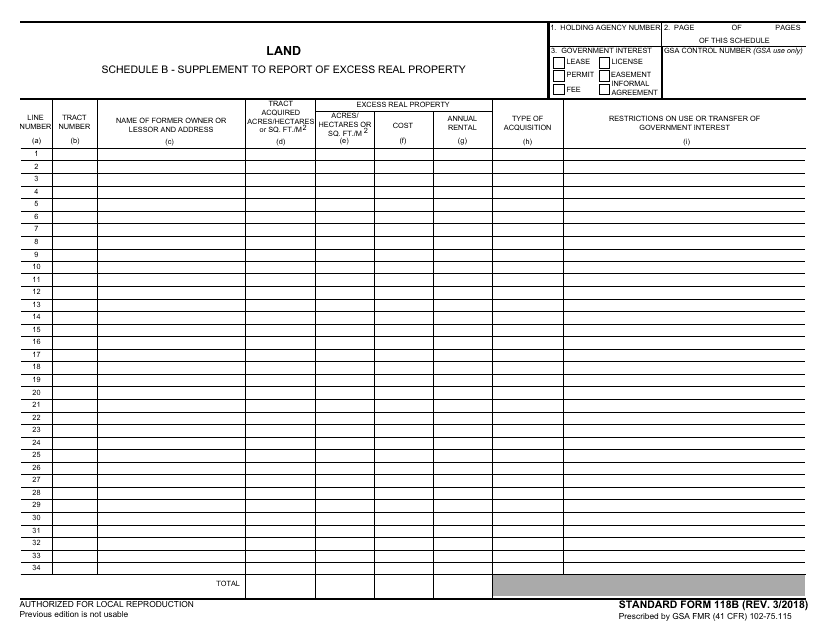 Form SF-118B Schedule B  Printable Pdf