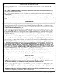 GSA Form 317 Telecommunications Service Priority (Tsp) System Tsp Action Appeal for Service Users, Page 2