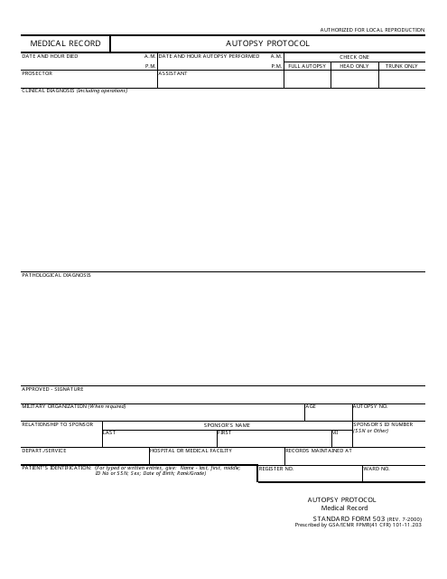 Form SF-503  Printable Pdf