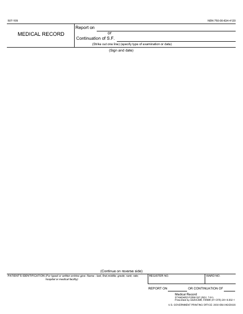 Form SF-507 Medical Record