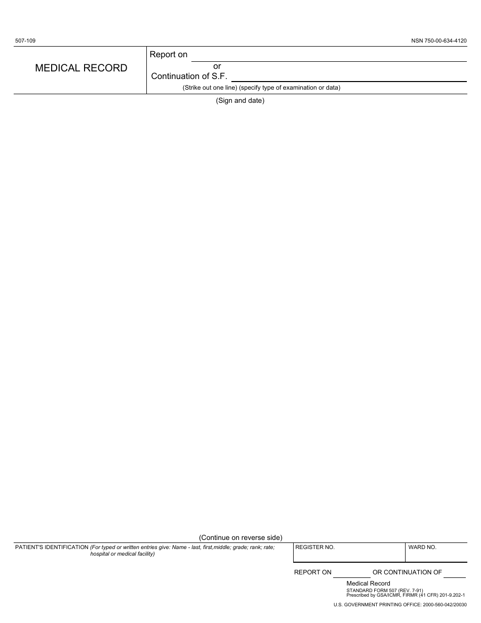 Form SF-507 Medical Record, Page 1