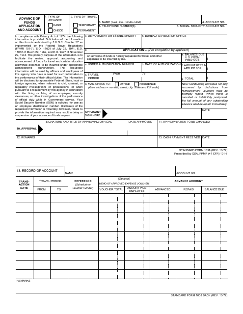 Form SF-1038  Printable Pdf
