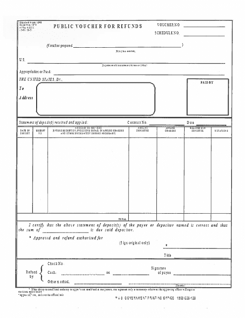 Form SF-1049  Printable Pdf