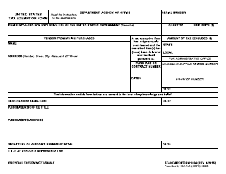 Document preview: Form SF-1094 United States Tax Exemption Form