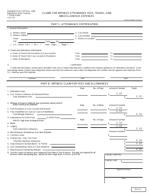 Form SF-1157  Printable Pdf