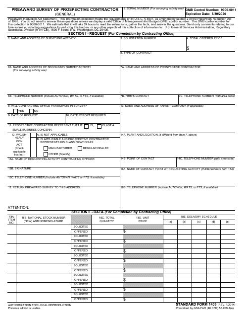 Form SF-1403  Printable Pdf