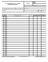 Form SF-1109 U.S. Government Bill of Lading - Continuation Sheet