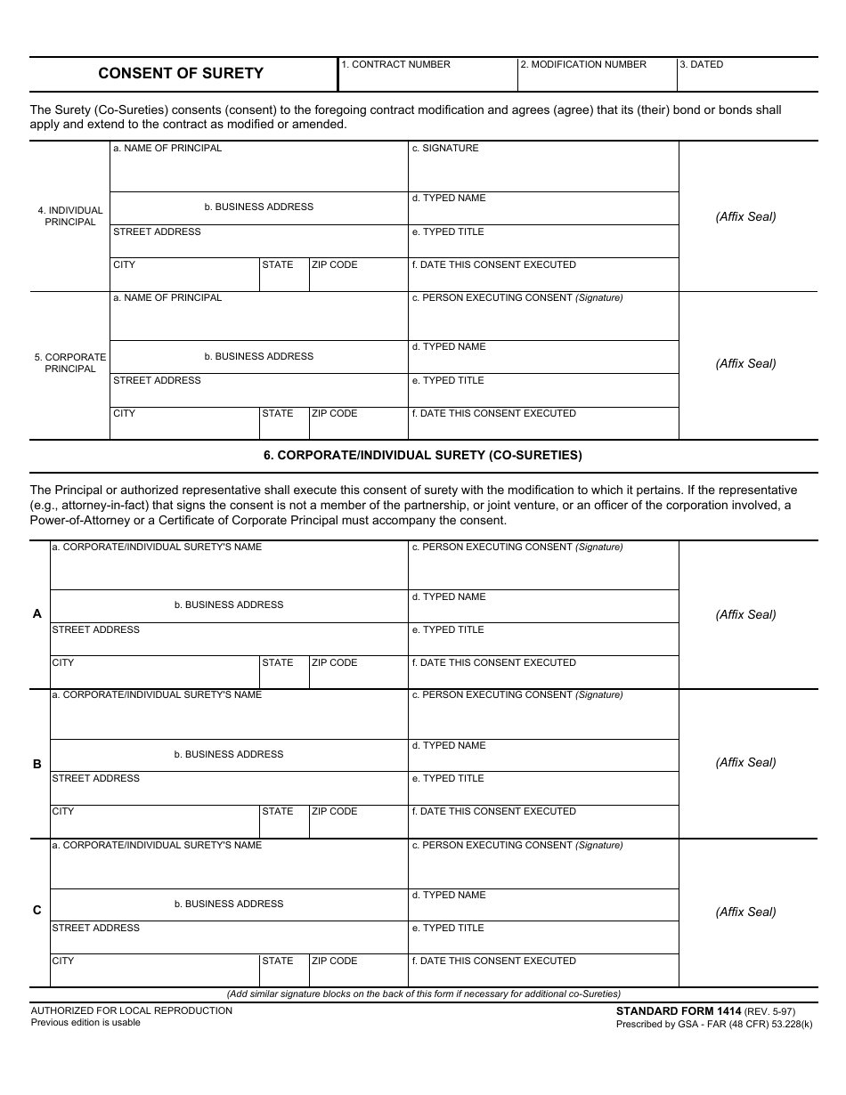 form-sf-1414-download-fillable-pdf-or-fill-online-consent-of-surety