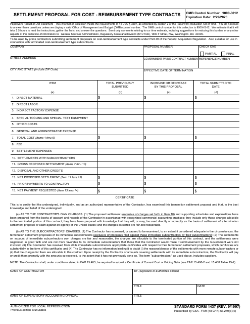 Form SF-1437  Printable Pdf