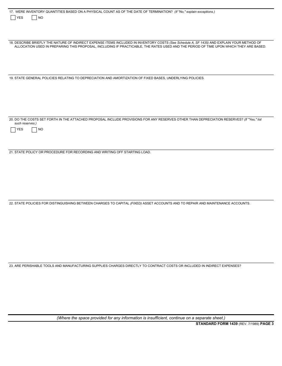 Form SF-1439 Schedule Accounting Information, Page 3