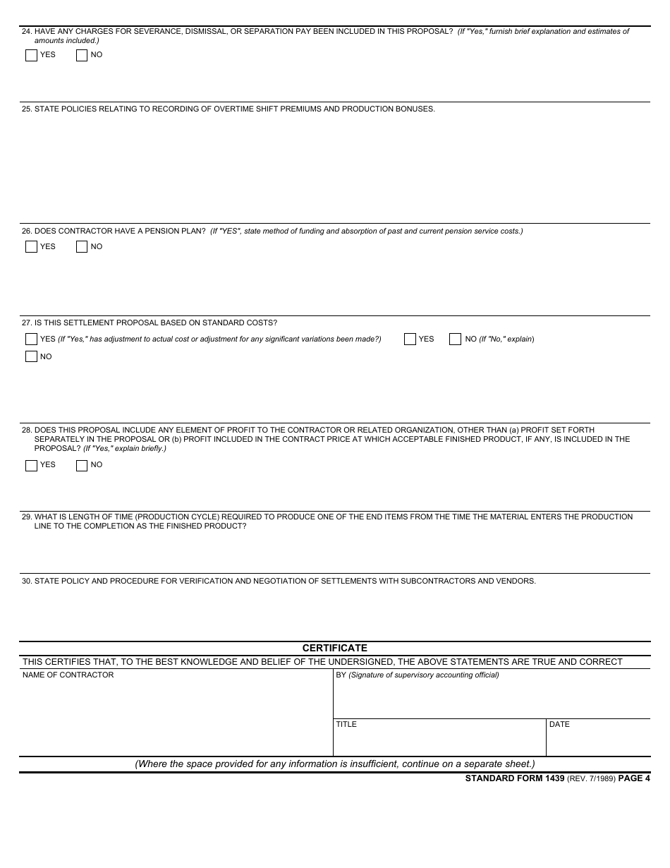 Form SF-1439 Schedule Accounting Information, Page 4