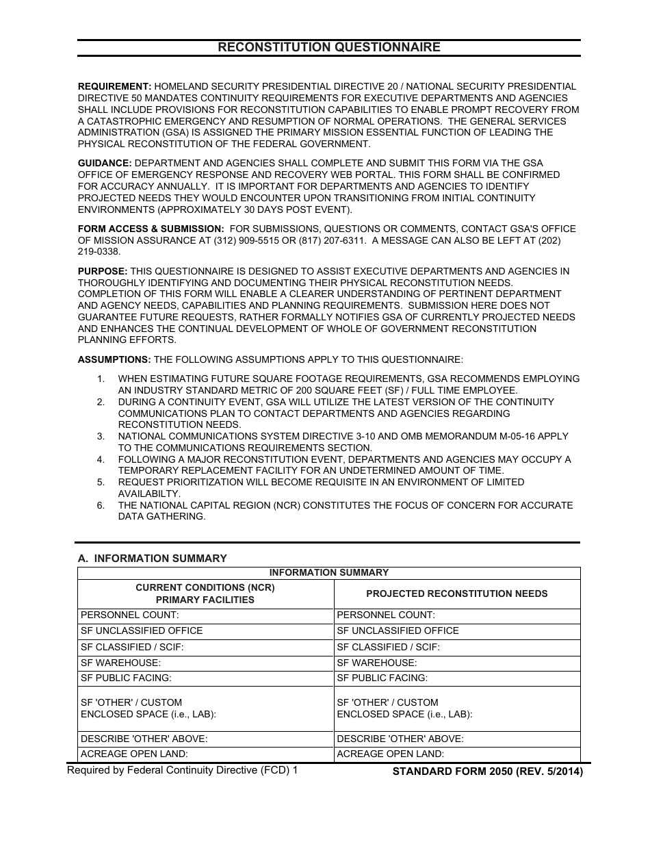 Form SF-2050 - Fill Out, Sign Online and Download Fillable PDF ...