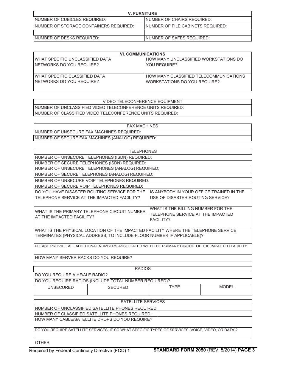 Form SF-2050 Reconstitution Questionnaire, Page 3