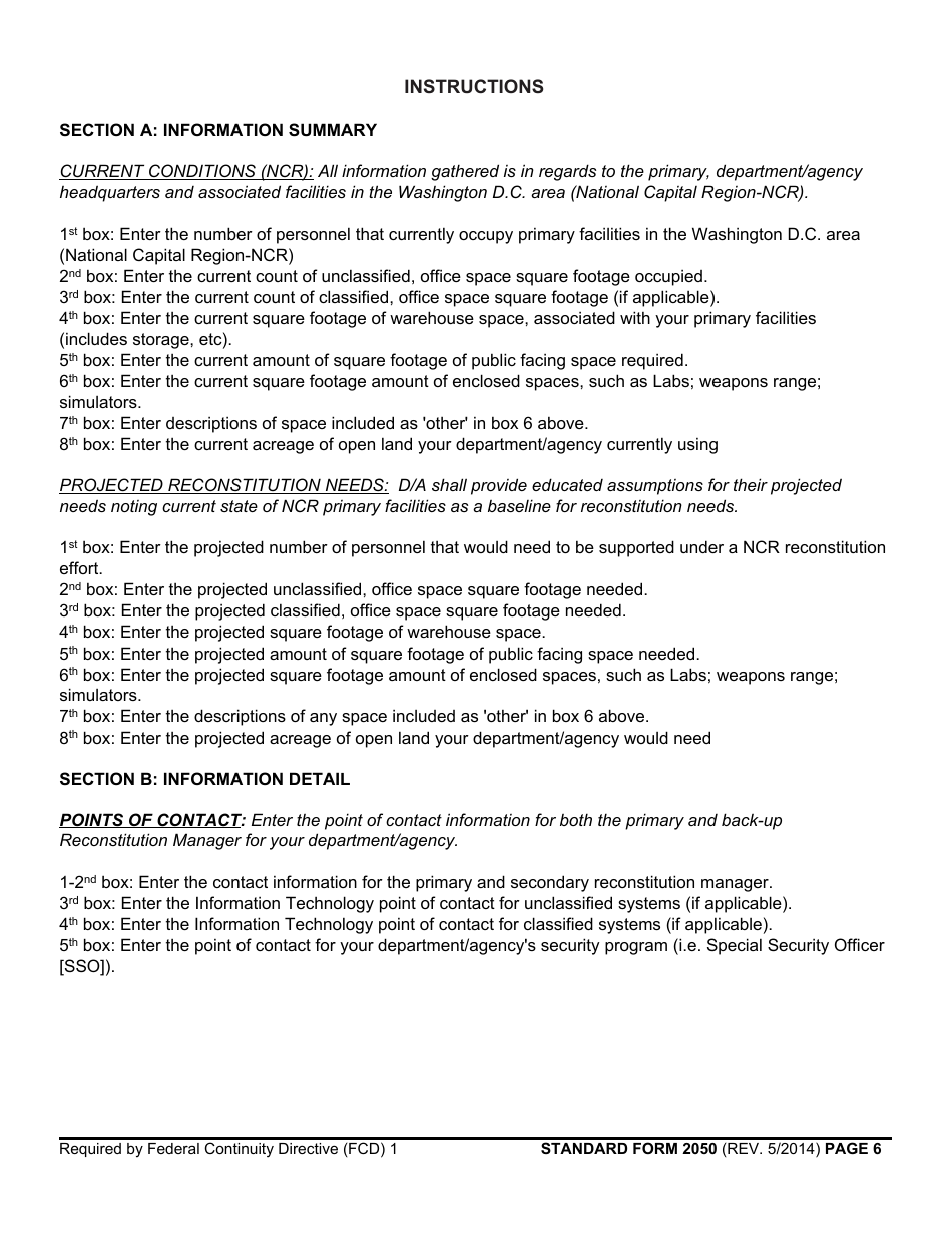 Form SF-2050 Reconstitution Questionnaire, Page 6
