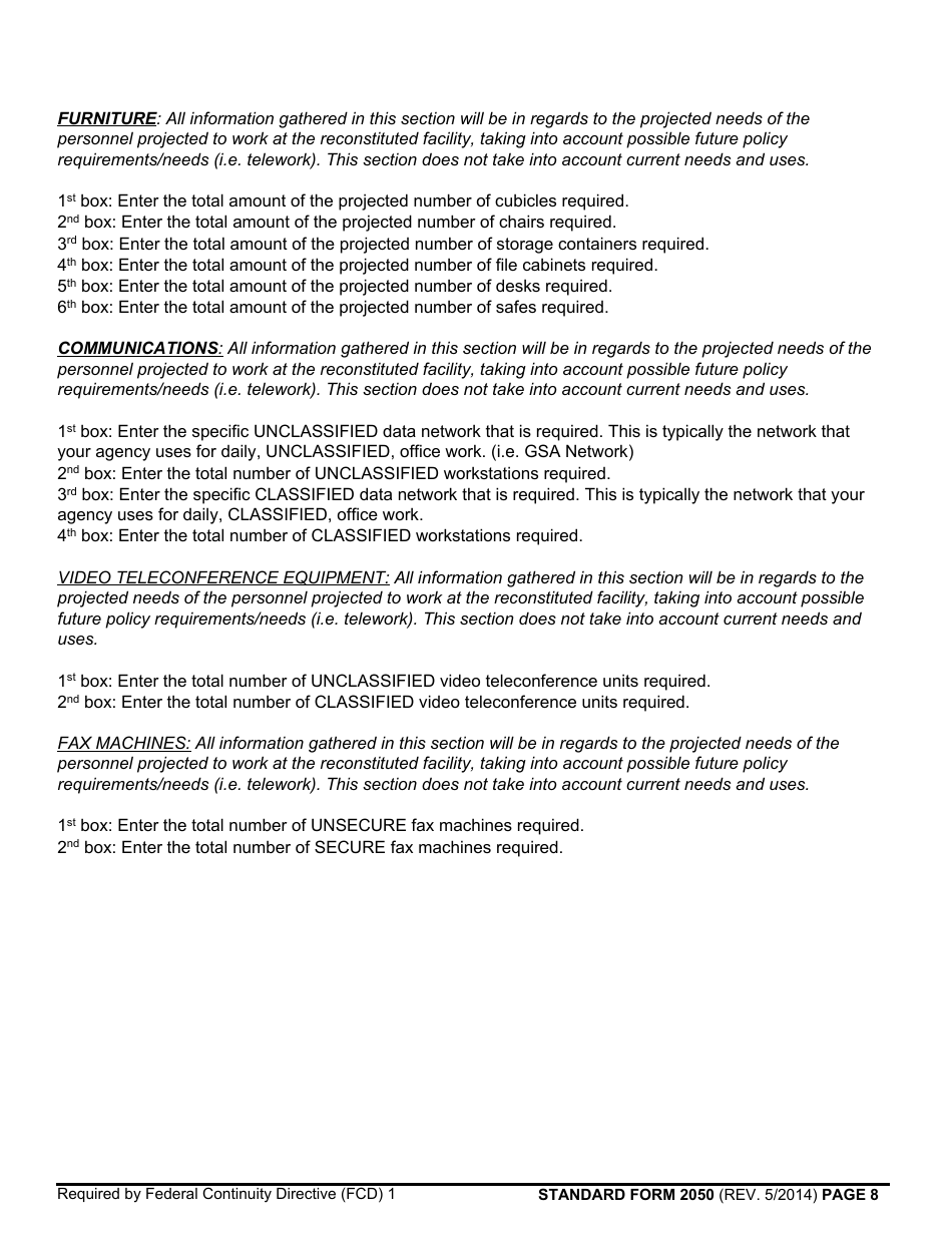 Form SF-2050 Reconstitution Questionnaire, Page 8