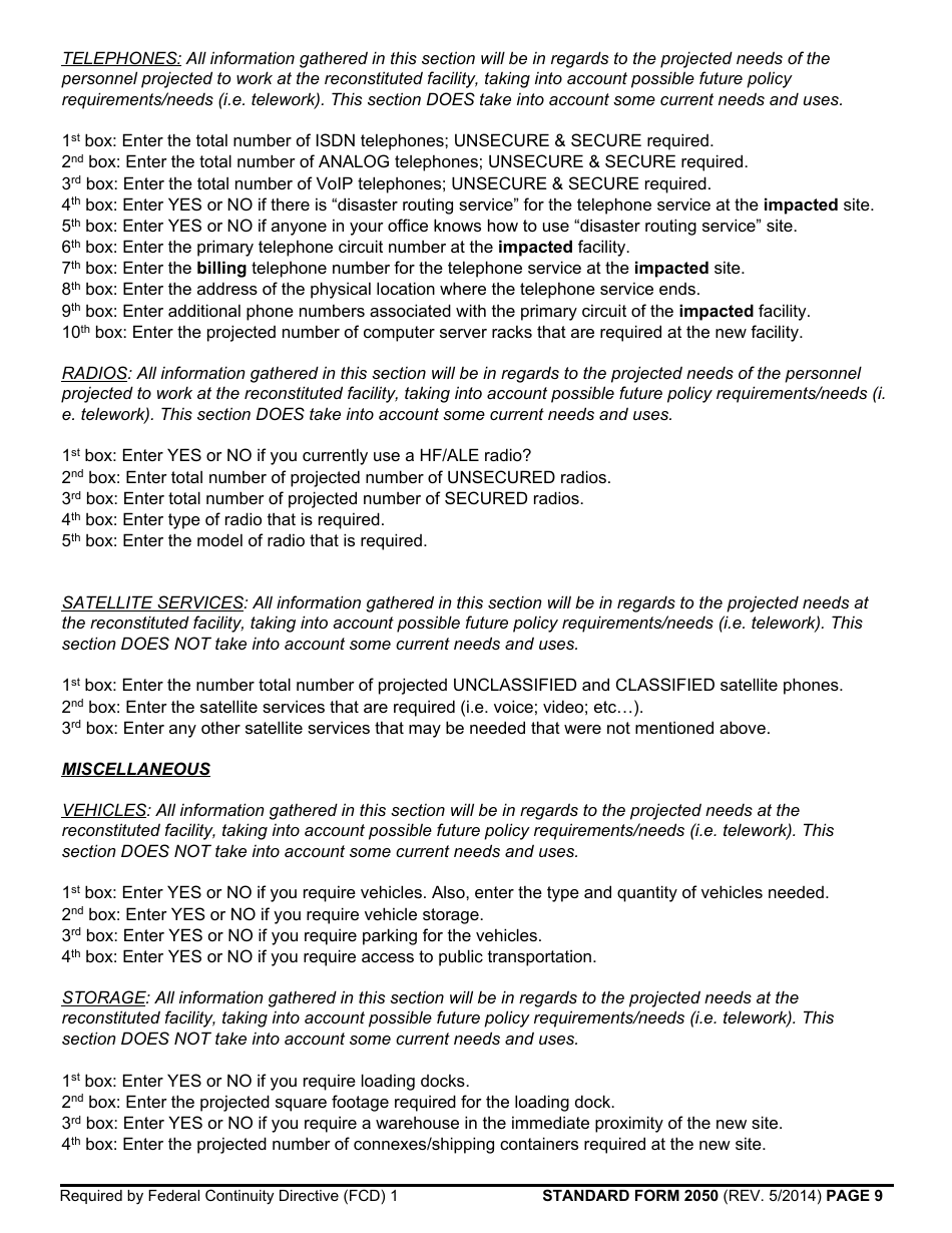 Form SF-2050 Reconstitution Questionnaire, Page 9