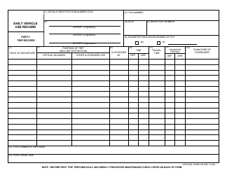 Document preview: Optional Form 108 Daily Vehicle Use Record
