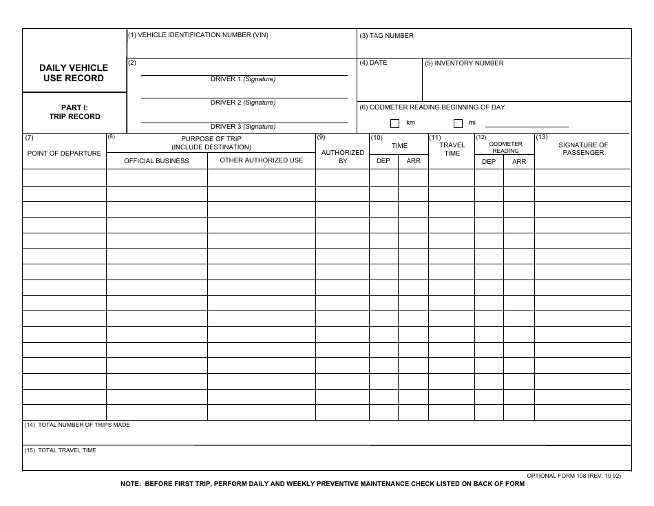 Optional Form 108 - Fill Out, Sign Online and Download Fillable PDF ...